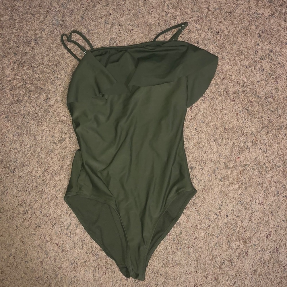 Green one piece bathing suit